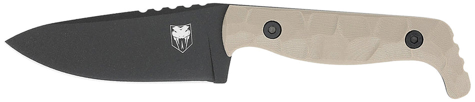CobraTec Knives KingPin 4" Fixed Blade Drop Point D2 Steel, Tan Textured G10 Handle