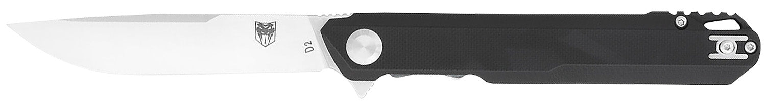 CobraTec Knives Monarch Liner-Lock 3.50" Folding Satin D2 Drop Point Blade, Black Textured G10 Handle