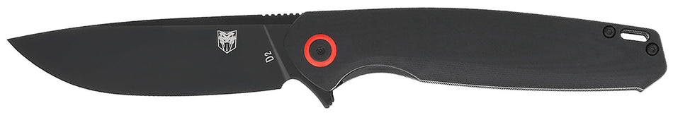 CobraTec Knives Rath 3.50" Folding Black D2 Steel Blade, 4.50" Black Textured G10 Handle