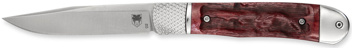 CobraTec Knives Trapper 3.12" Hidden Release Auto Flip Drop Point D2 Steel Blade, Red Bone Handle