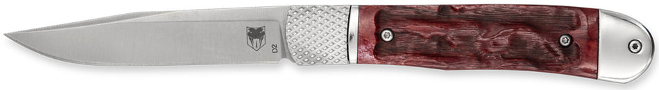 CobraTec Knives Trapper 3.12" Hidden Release Auto Flip Drop Point D2 Steel Blade, Red Bone Handle