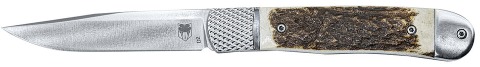 CobraTec Knives Trapper 3.12" Hidden Release Auto Flip Drop Point D2 Steel Blade, Stag Scales Handle