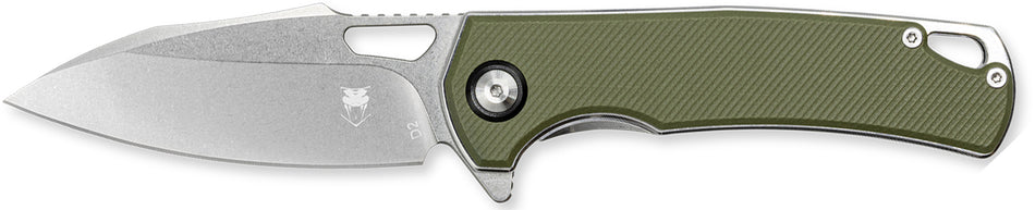 CobraTec Knives Wolverine 3.12" OTF Drop Point Satin TiCN D2 Blade, Green Textured G10 Scales
