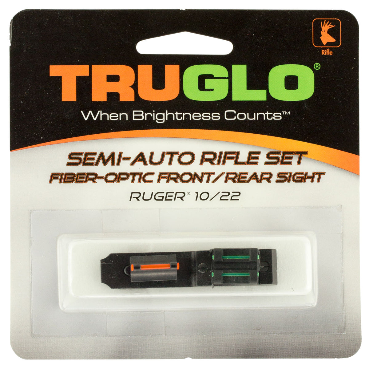 TruGlo TG111W Ruger 10/22 Replacement Fiber Optic Sight Set Red Front Green Rear Adjustable