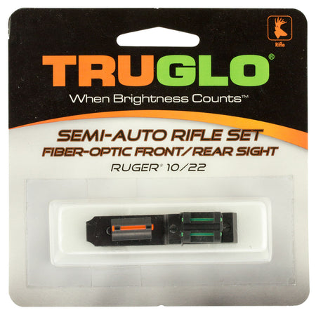 TruGlo TG111W Ruger 10/22 Replacement Fiber Optic Sight Set Red Front Green Rear Adjustable