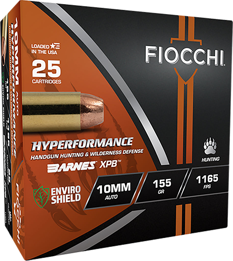 Fiocchi 10mm Auto Handgun Ammo Hyperformance Hunt XPB Jacketed Hollow Point CSHP 155 grain 