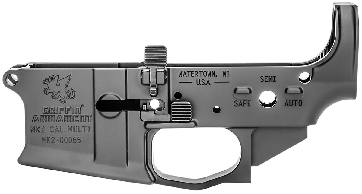 Griffin Armament MK2AL AR-15 Stripped Lower Receiver, 7075-T6 Aluminum, Black Anodized