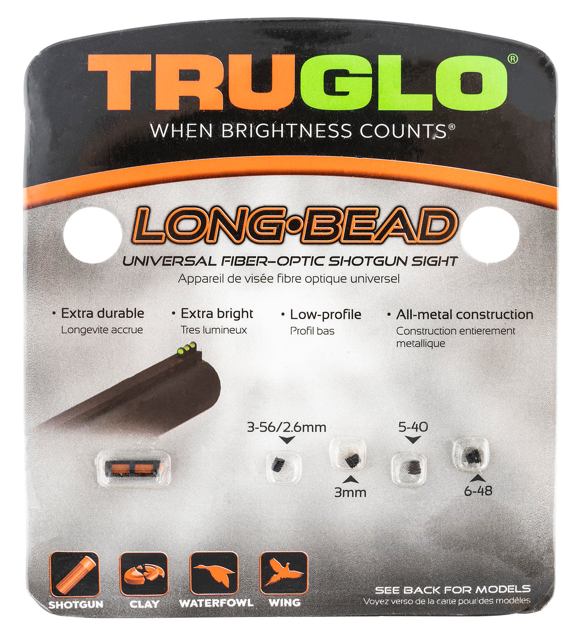 Truglo TG947UR CNC-Machined Red Fiber Optic Long Bead Shotgun Replacement Sight Universal with Mounting Screws