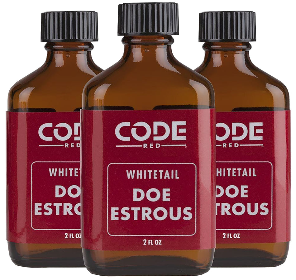 Code Blue Code Red Doe Estrous 2 oz Liquid Scent Attractant 3 Pack for Deer Hunting