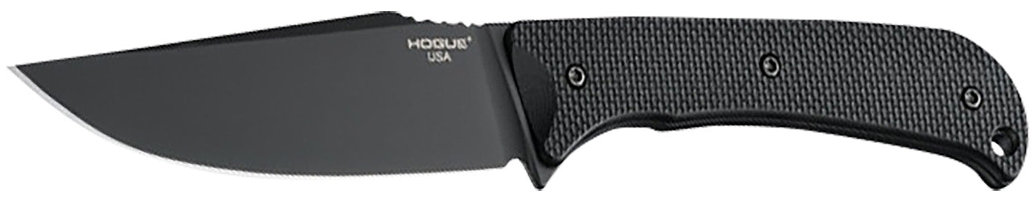 Hogue 35854 Extrak XL Fixed Blade 3.90" Clip Point, Black Cerakote CPM M4 Tool Steel, Black Textured G10 Scales