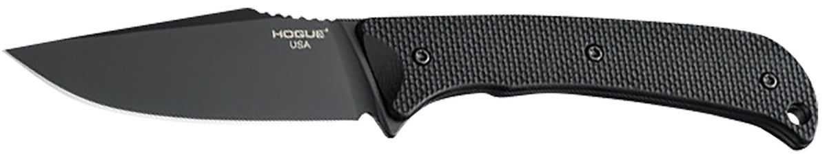 Hogue 35869 Extrak Fixed Blade 3.30" Clip Point, Black Cerakote CPM M4 Tool Steel, Black Textured G10 Scales