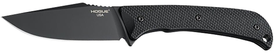 Hogue 35869 Extrak Fixed Blade 3.30" Clip Point, Black Cerakote CPM M4 Tool Steel, Black Textured G10 Scales
