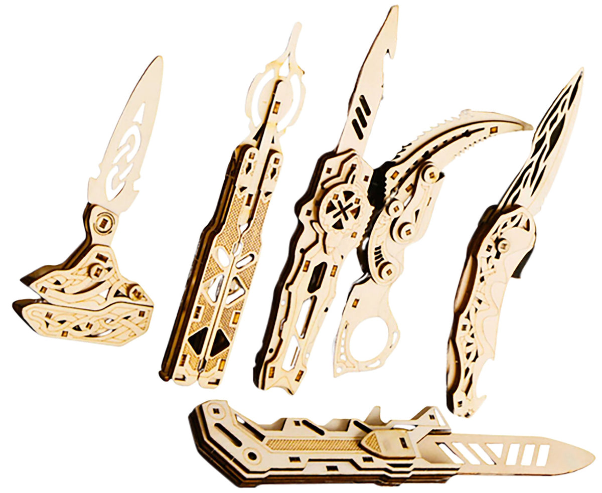 Caliber Gourmet 6-Pack Wooden Knife Puzzle Set Brown 312 Pieces CBG-PZ-03K
