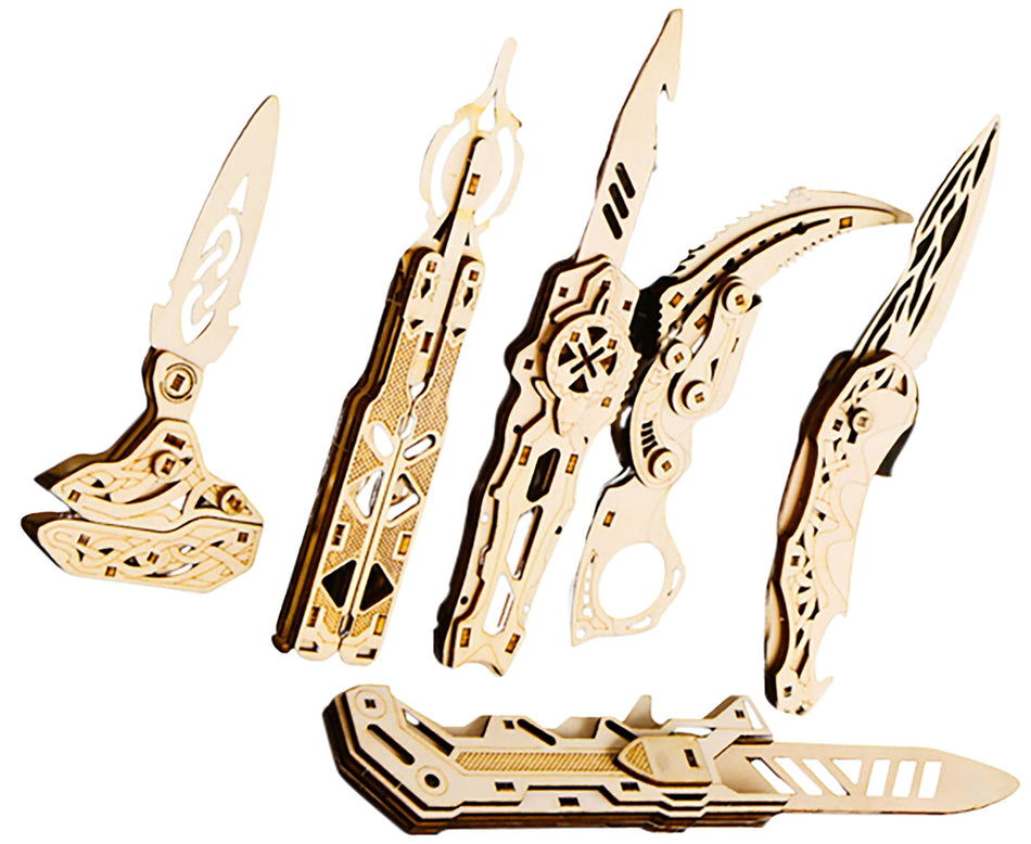 Caliber Gourmet 6-Pack Wooden Knife Puzzle Set Brown 312 Pieces CBG-PZ-03K