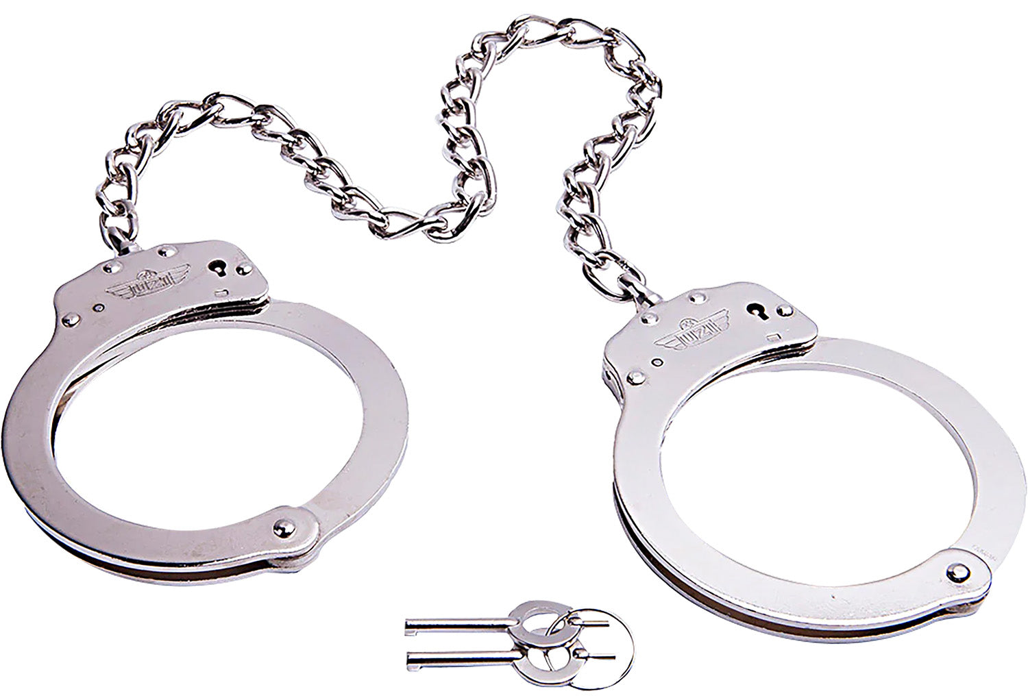 Uzi Silver Leg Iron Cuffs 16-Inch Twist Chain Double Lock