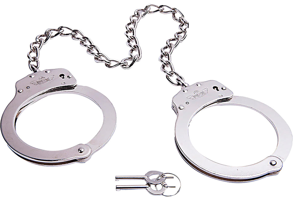Uzi Silver Leg Iron Cuffs 16-Inch Twist Chain Double Lock