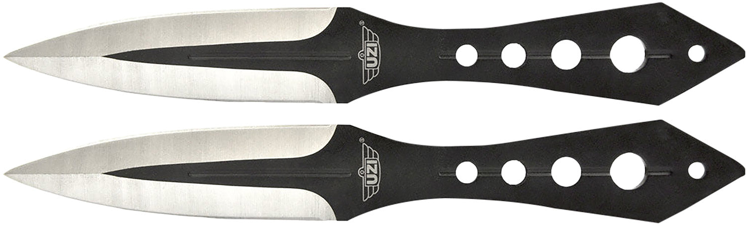 Uzi UZKTRWTZP Two-Piece Throwing Knife Set Black/Silver Stainless Steel Single-Piece Construction, Nylon Holster