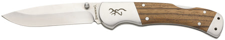 Browning Sage Creek Large Folding Knife 3.50" Drop Point Satin Stainless Blade, Brown Zebra Wood Handle