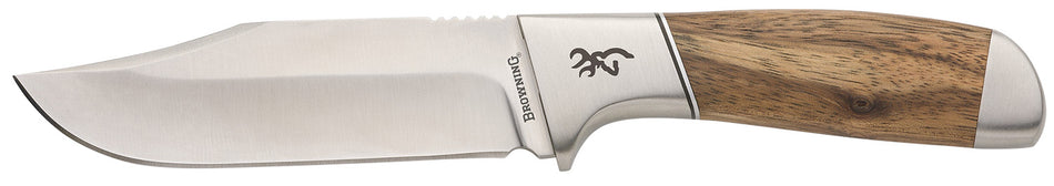 Browning Sage Creek Large Fixed Knife 4.50" Clip Point Satin Stainless Blade, Brown Zebra Wood Handle