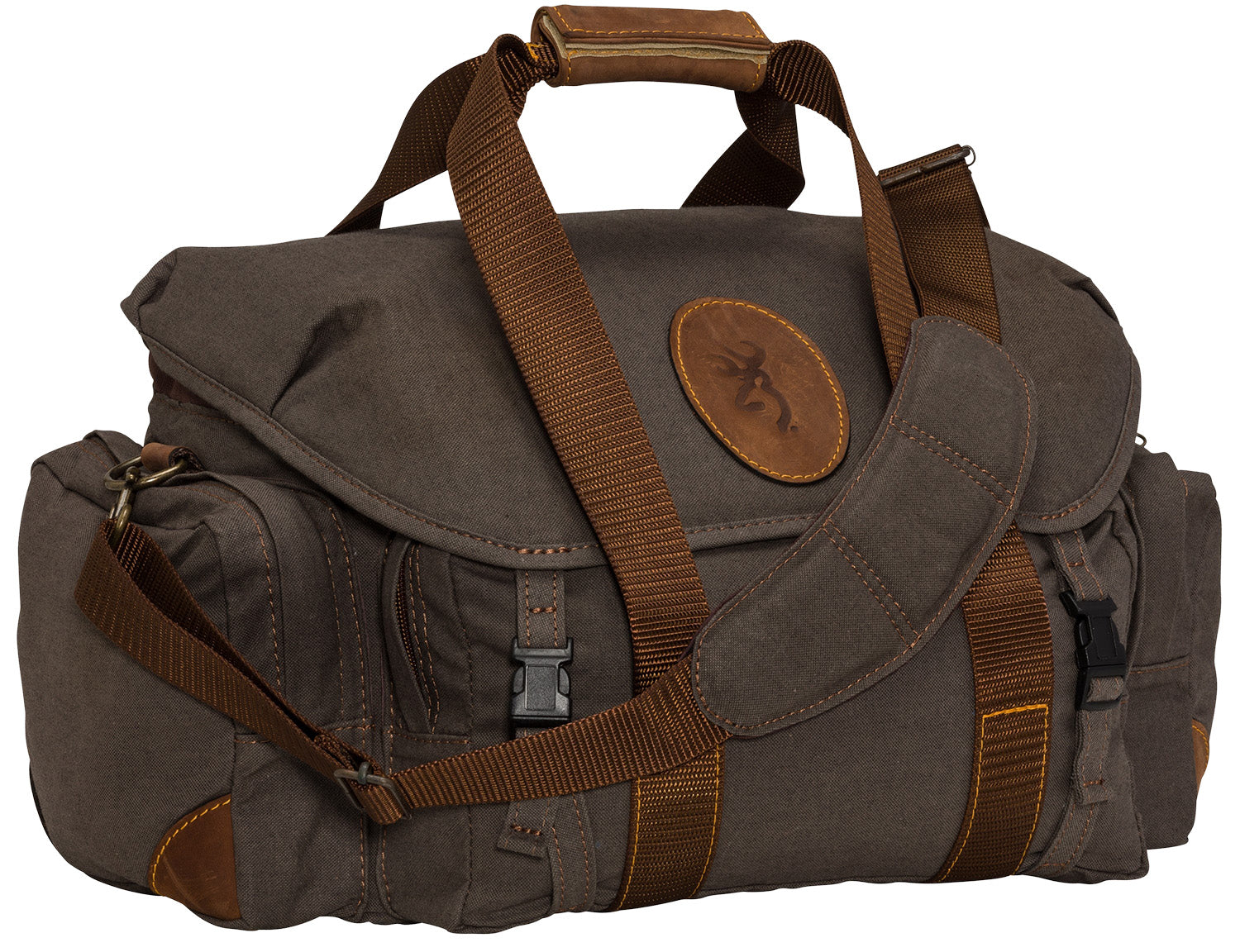 Browning 121388691 Lona Canvas Leather Range Bag Flint/Brown Gear Organizer