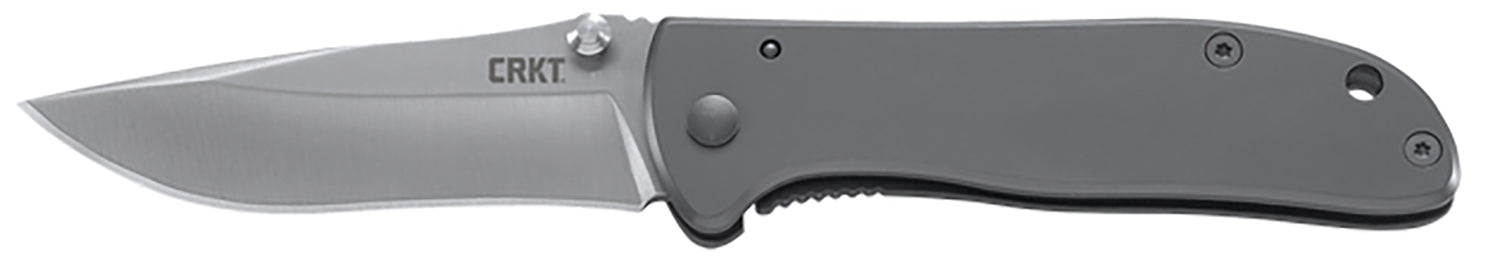 CRKT Drifter 6450S 2.88" Drop Point Satin 8Cr14MoV Stainless Steel EDC Folder, Silver Stainless Handle