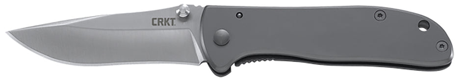 CRKT Drifter 6450S 2.88" Drop Point Satin 8Cr14MoV Stainless Steel EDC Folder, Silver Stainless Handle