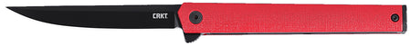 CRKT CEO Flipper 7097RK 3.35" Black EDP AUS-8A SS EDC Folder with IKBS Bearing Pivot, Red GRN Handle