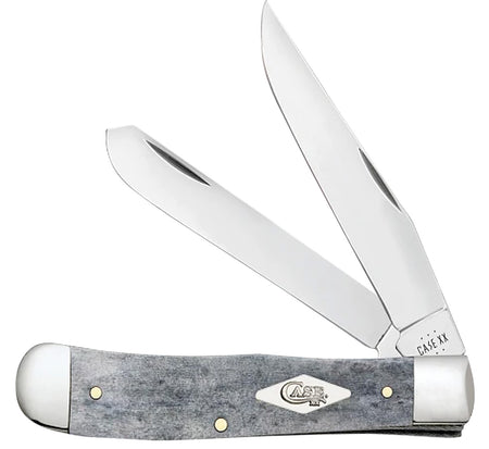 Case Trapper 34200 Folding Knife – Mirror Polished Clip/Spey Blades, Smooth Gray Bone Handle