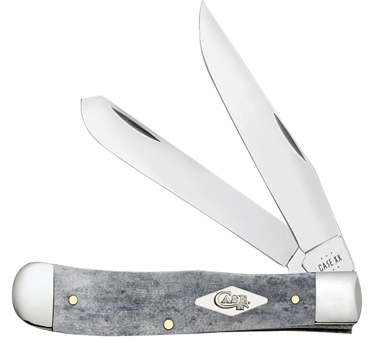 Case Mini Canoe Folding Pocket Knife #34202 – Pen & Spear Blades, Mirror Polished SS, Smooth Gray Bone Handle