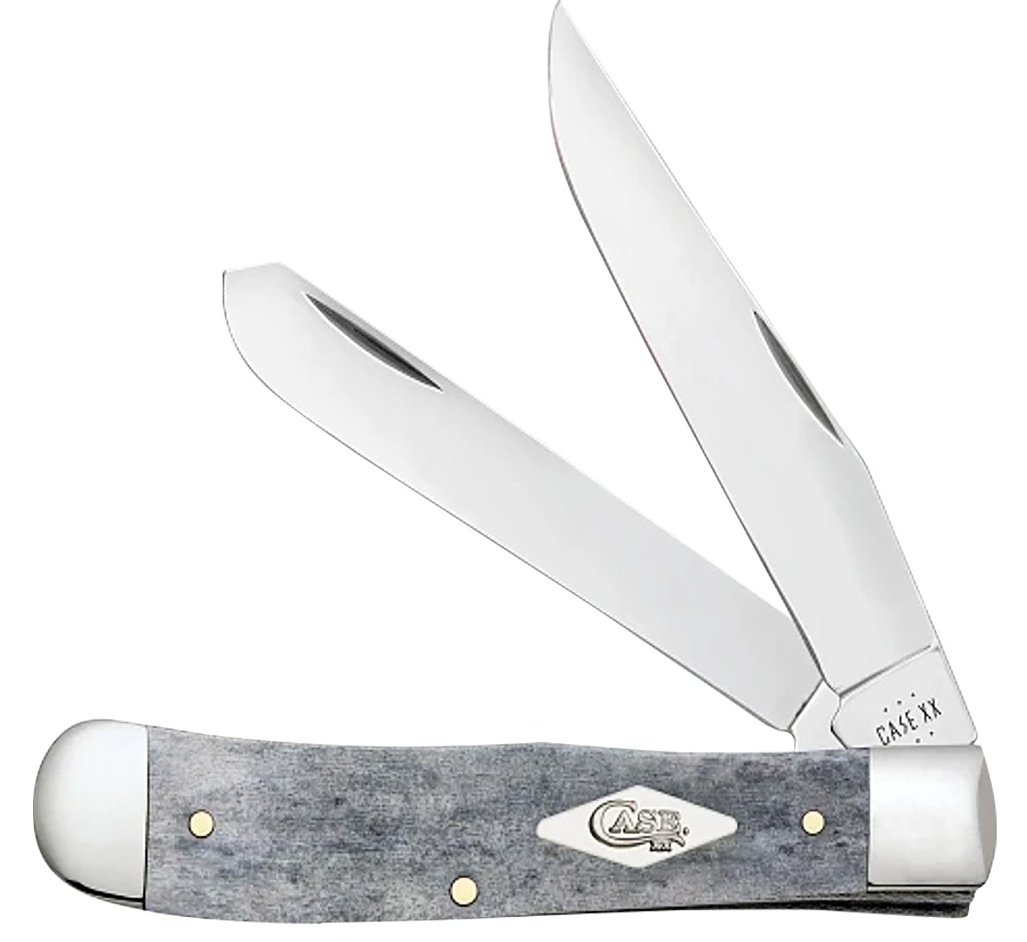Case Large Stockman Folding Pocket Knife #34203 – 3-Blade Mirror Polished SS, Smooth Gray Bone Handle