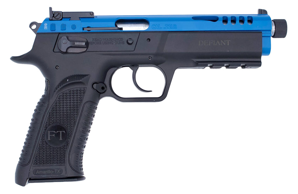 Tanfoglio TFFORCE22TB Force Tactical .22 LR, 10+1 Capacity, 4.40" Threaded Barrel, Blue Optic-Cut Slide, Picatinny Rail Frame