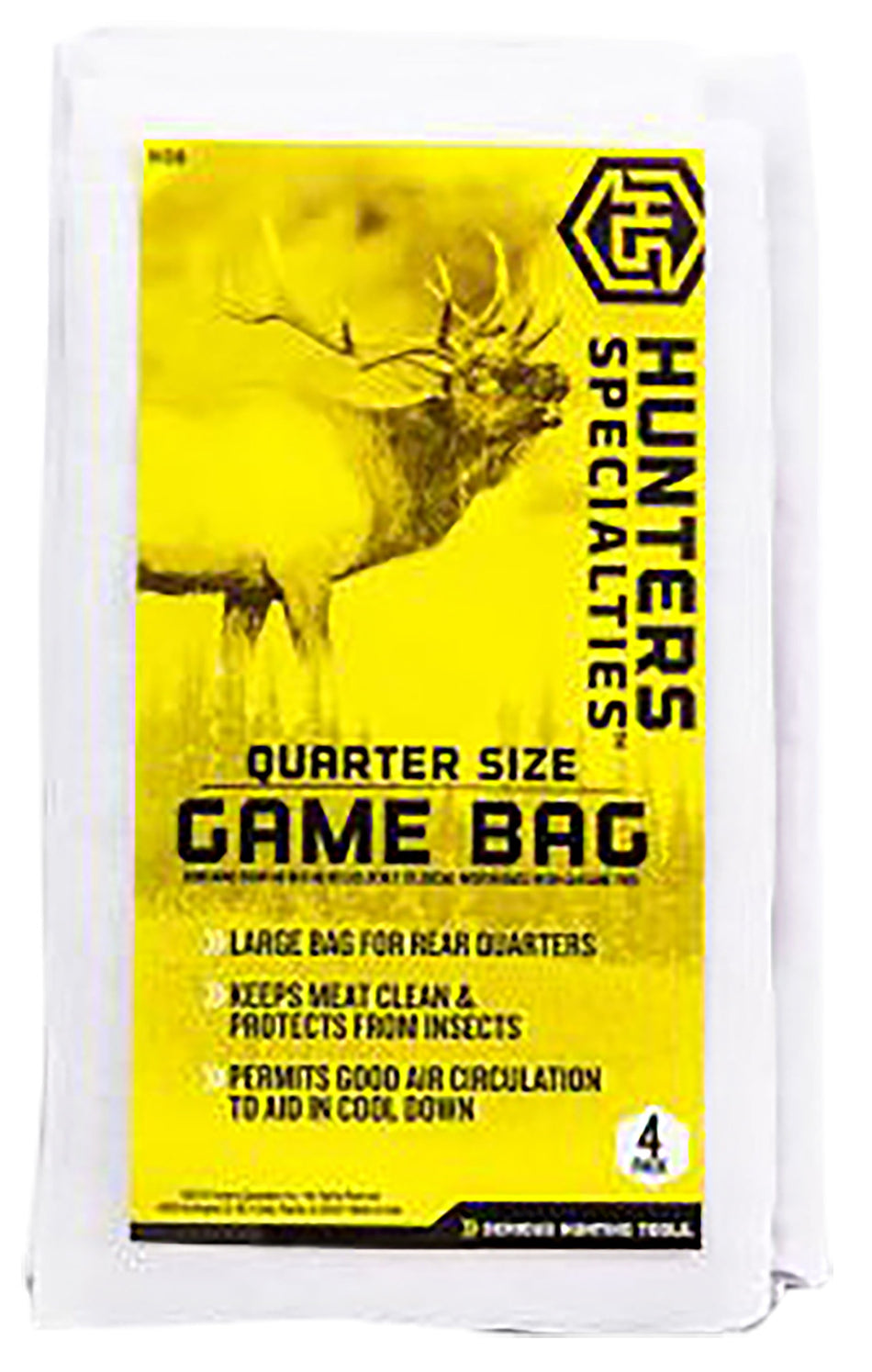 Hunters Specialties HS01238 4-Pack Quarter Size Game Meat Bags with Closure Ties