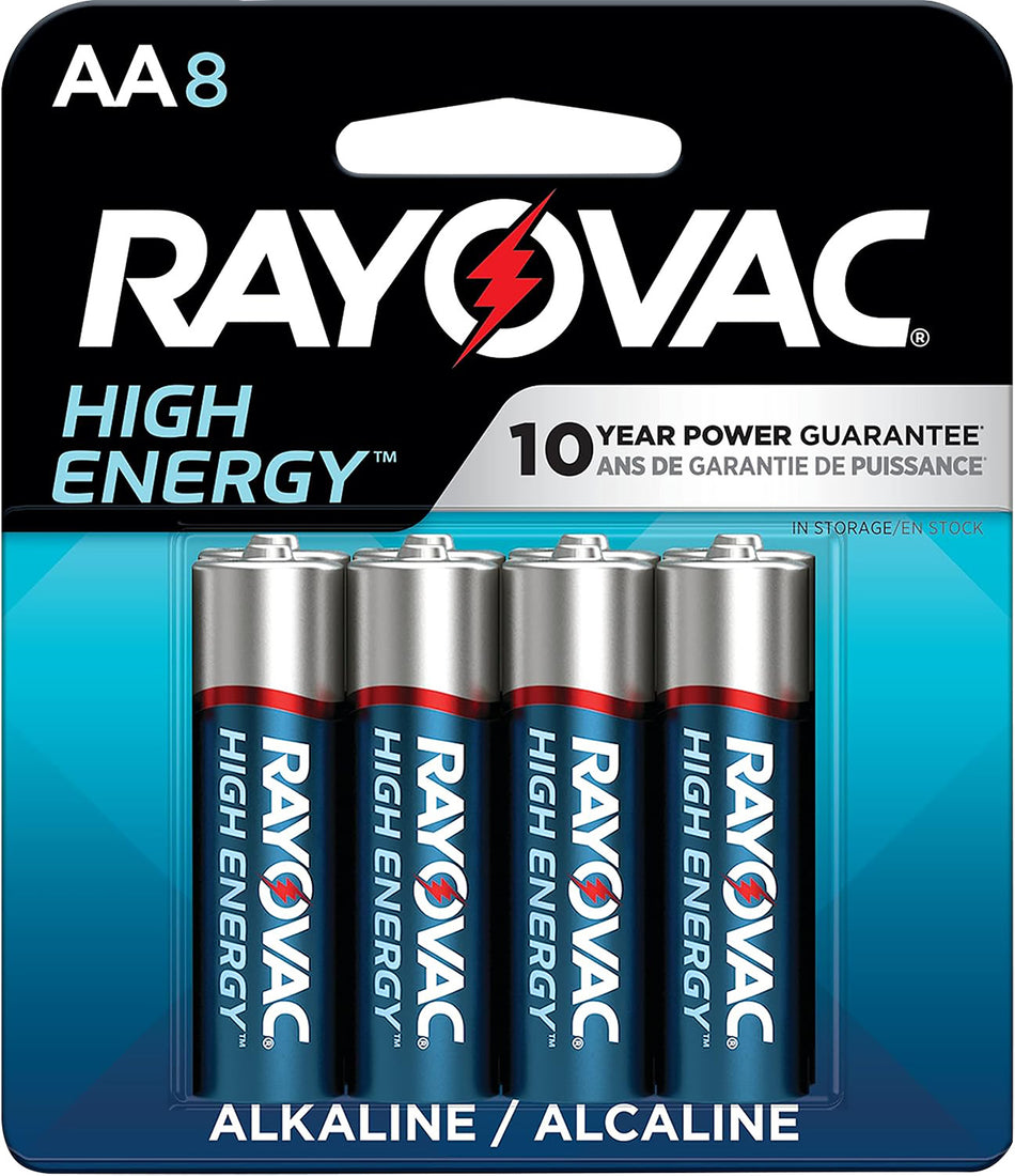 Rayovac 8158T03 AA Batteries 1.5 Volts 2700mAh Alkaline 8-Pack