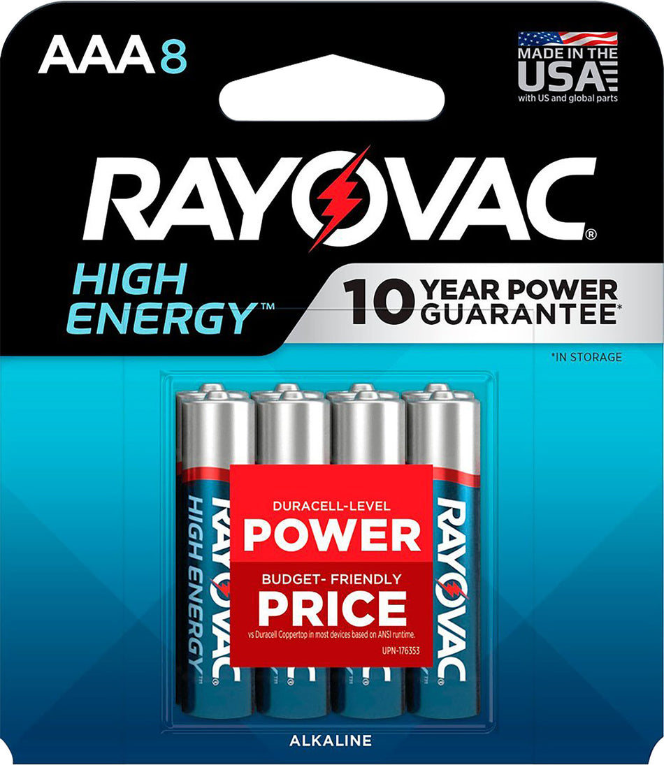 Rayovac AAA High Energy Alkaline Battery Pack 1.5 Volts 8 Count
