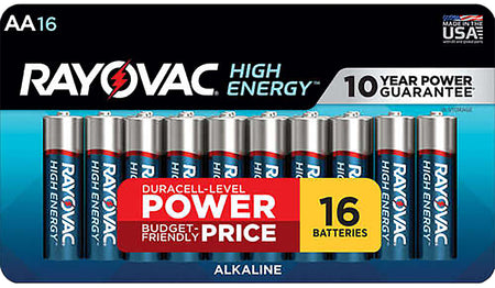 Rayovac AA High Energy Alkaline Battery Pack 1.5 Volts 16 Count