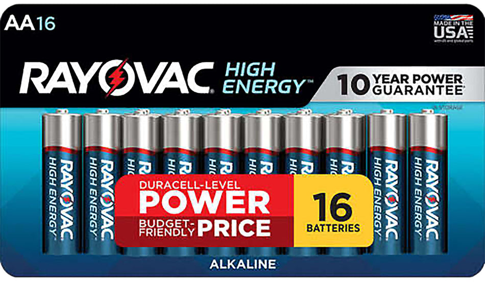Rayovac AA High Energy Alkaline Battery Pack 1.5 Volts 16 Count
