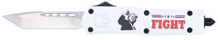 CobraTec Knives FS-3 Trump Fight 2024 OTF Tanto D2 Steel Blade, White Cerakoted Aluminum Handle