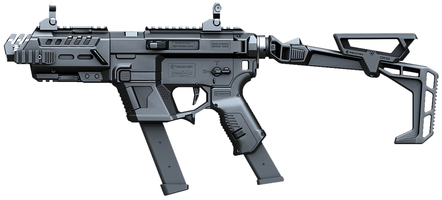 Recover Tactical PIXPBFST01 P-IX Plus Basic PG9 Black Folding Stock with Metal Front Guard