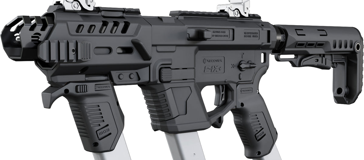 Recover Tactical PIXPMGST01 P-IX Plus MG PG9 SR20 Black Metal Front Guard with Stock