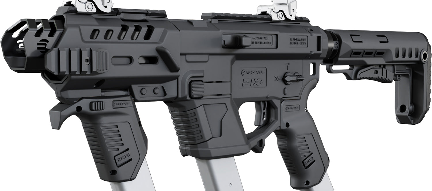 Recover Tactical PIXPMGST01 P-IX Plus MG PG9 SR20 Black Metal Front Guard with Stock