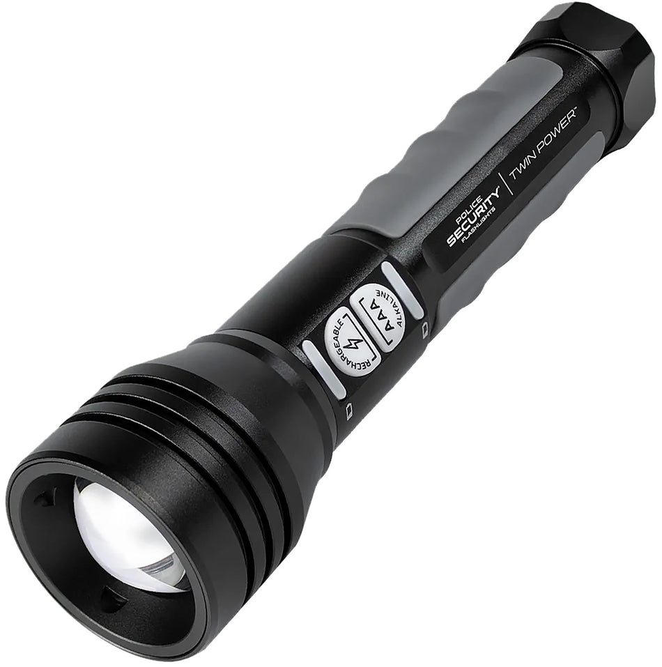 Lb Marketing 97948 Twin Power Flashlight Black 600/265 Lumens White LED Rechargeable