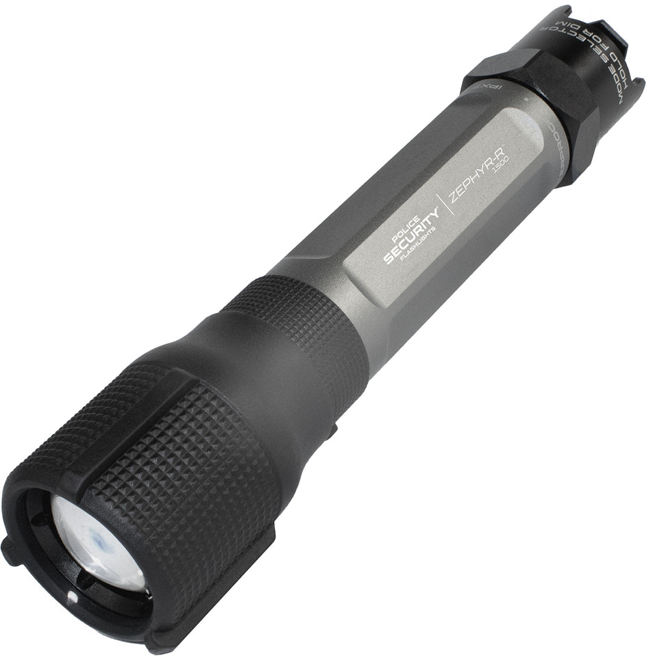 Police Security 97713 Zephyr-R 1500 Lumen Rechargeable Flashlight Gray