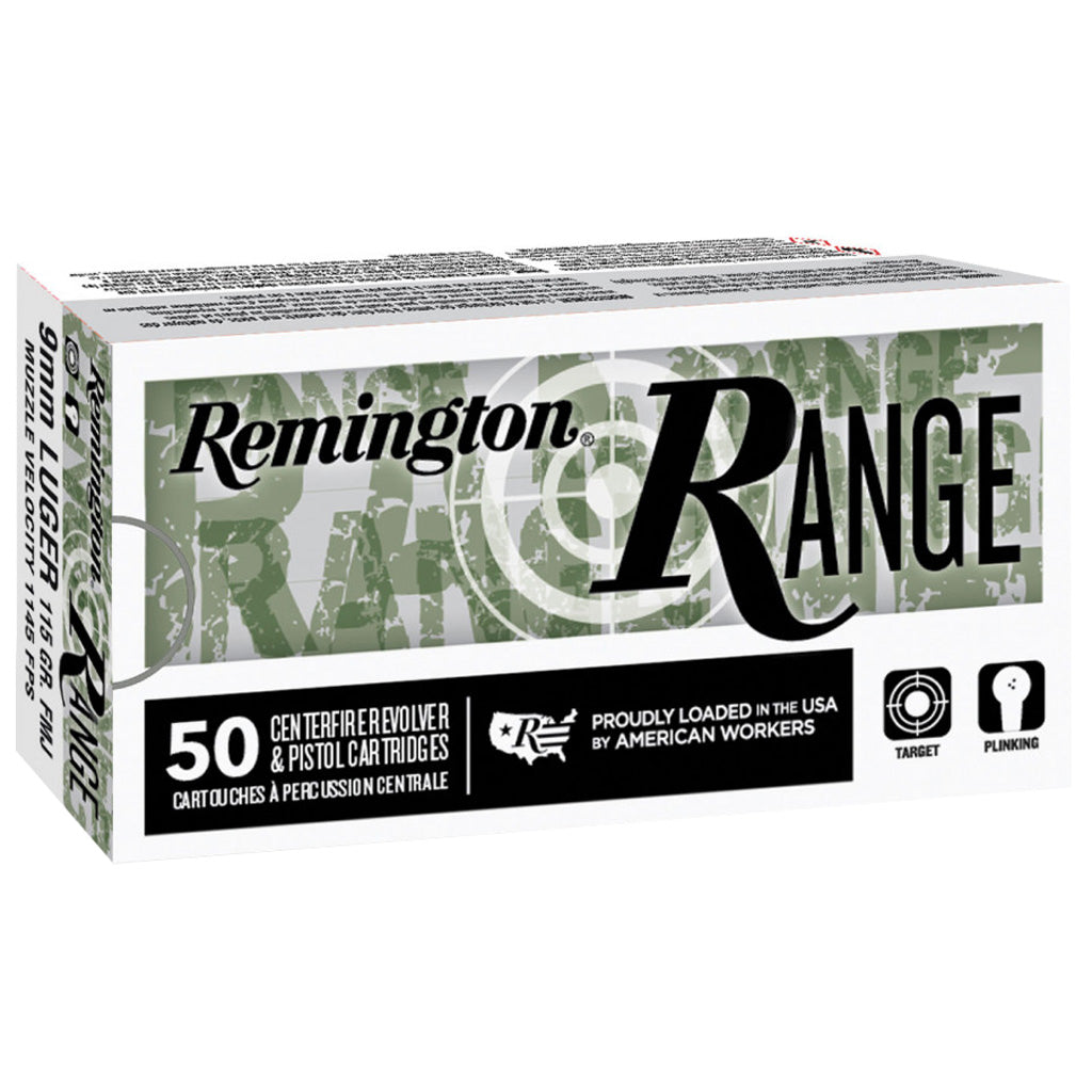 Remington 9mm Luger/Parabellum 28564 Range Full Metal Jacket FMJ 115 Grain