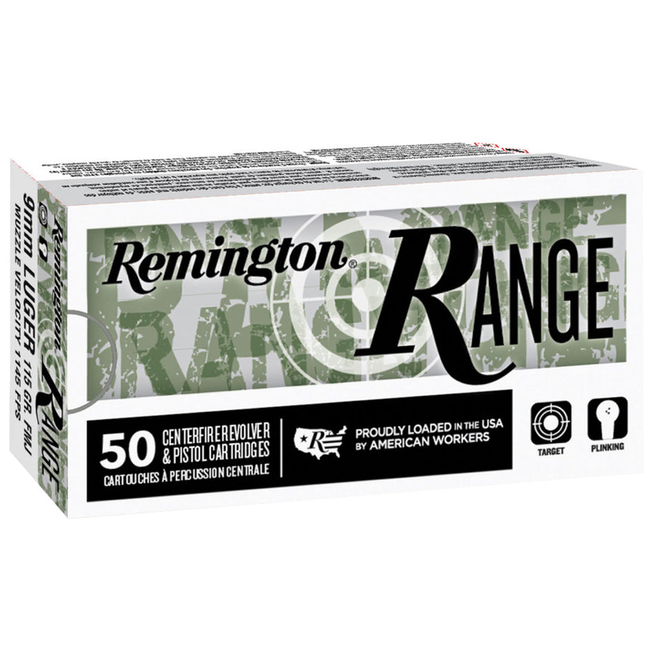 Remington 9mm Luger/Parabellum 28564 Range Full Metal Jacket FMJ 115 Grain