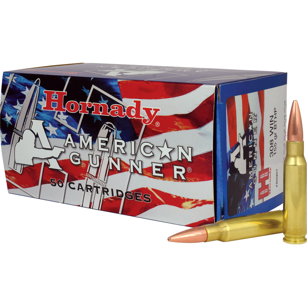 Hornady .308 Win / 7.62x51mm 80967 American Gunner BTHP Hollow Point Boat Tail HPBT 155 Grain