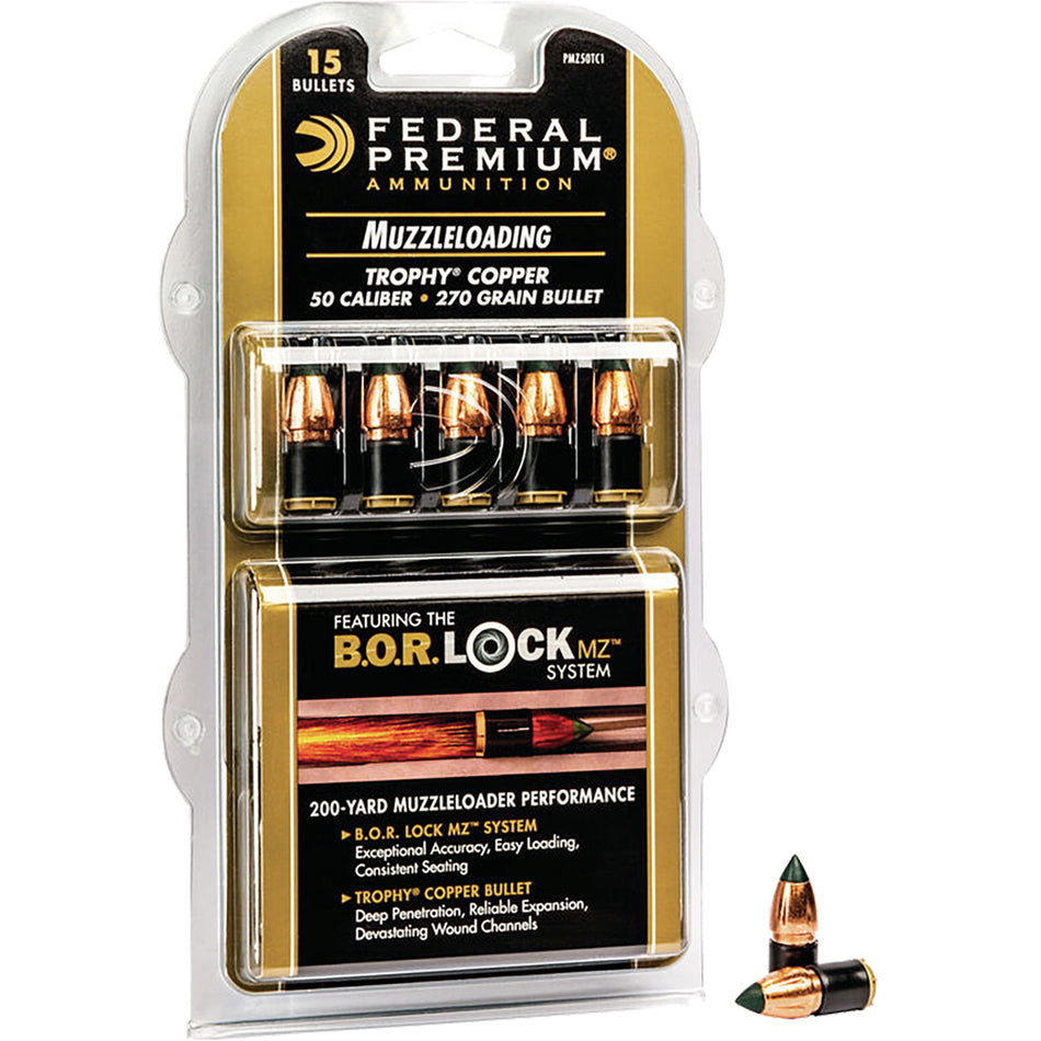Federal Premium 50 Cal. 270 Grain Trophy Copper Muzzleloading Projectiles 15 Pack