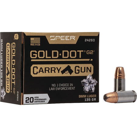 Speer 9mm Luger/Parabellum 24260 Gold Dot Carry Gun Hollow Point HP 135 Grain