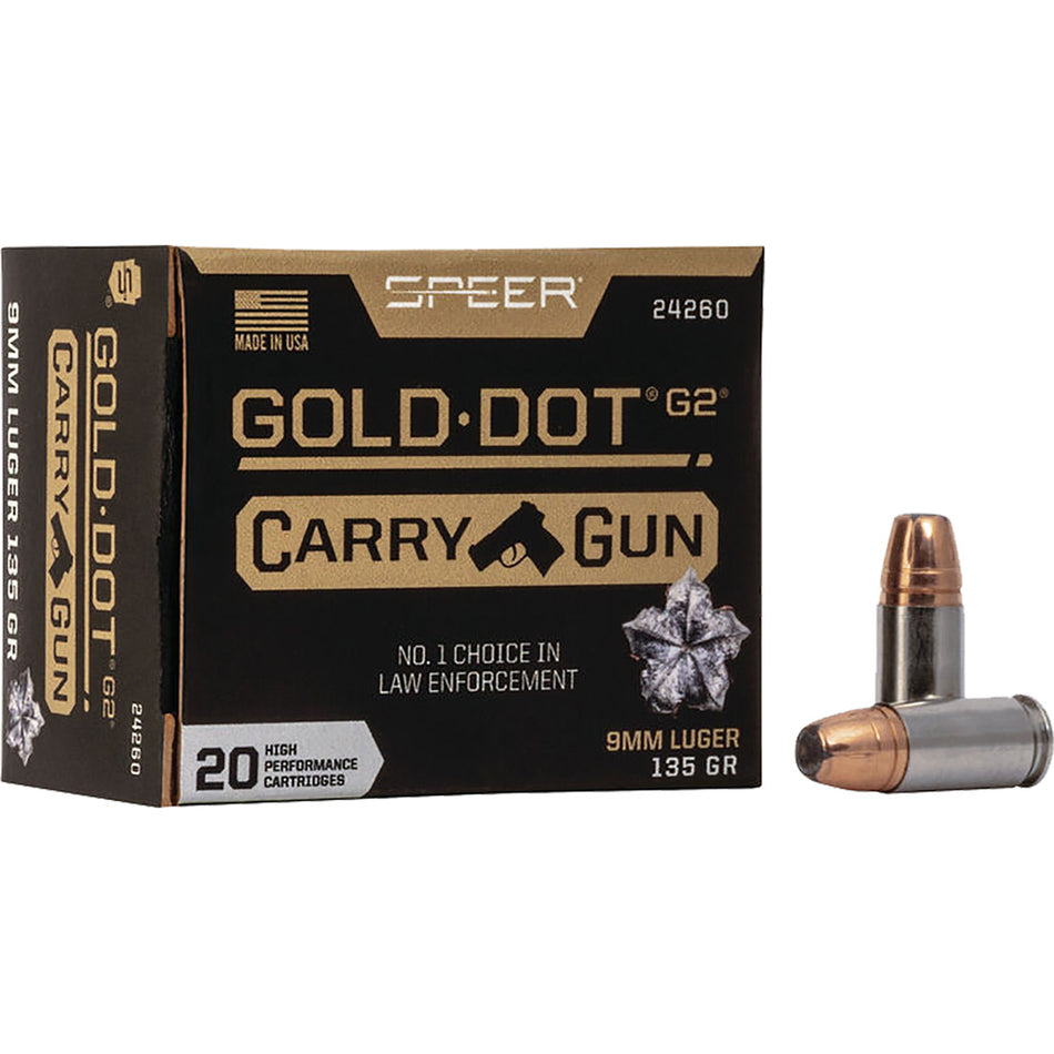 Speer 9mm Luger/Parabellum 24260 Gold Dot Carry Gun Hollow Point HP 135 Grain
