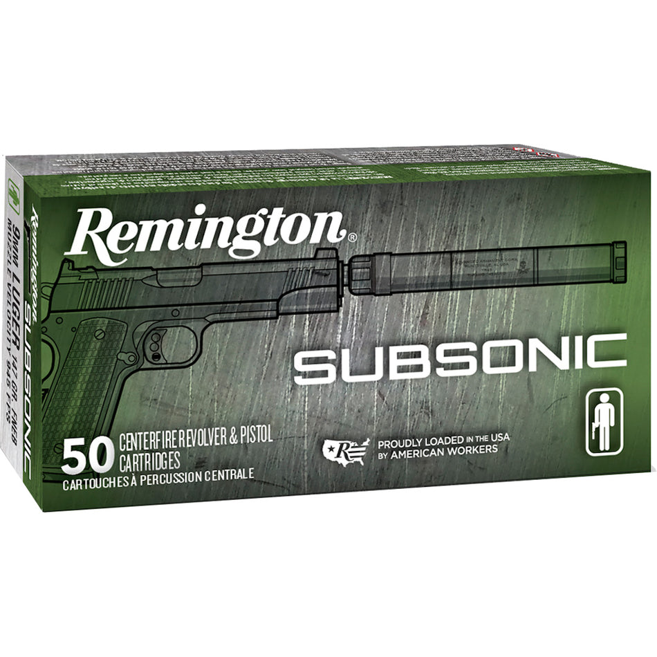 Remington 9mm Luger/Parabellum 28435 Subsonic Flat Nose Enclosed Base 147 Grain