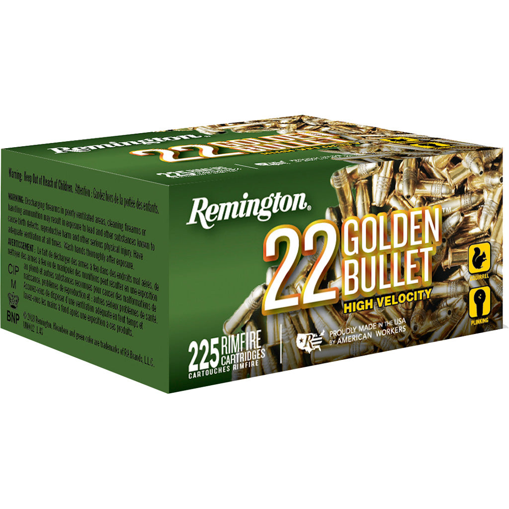 Remington .22 Long Rifle Rimefire Ammo 22 Golden Bullet Plated Hollow Point JHP 36 grain 